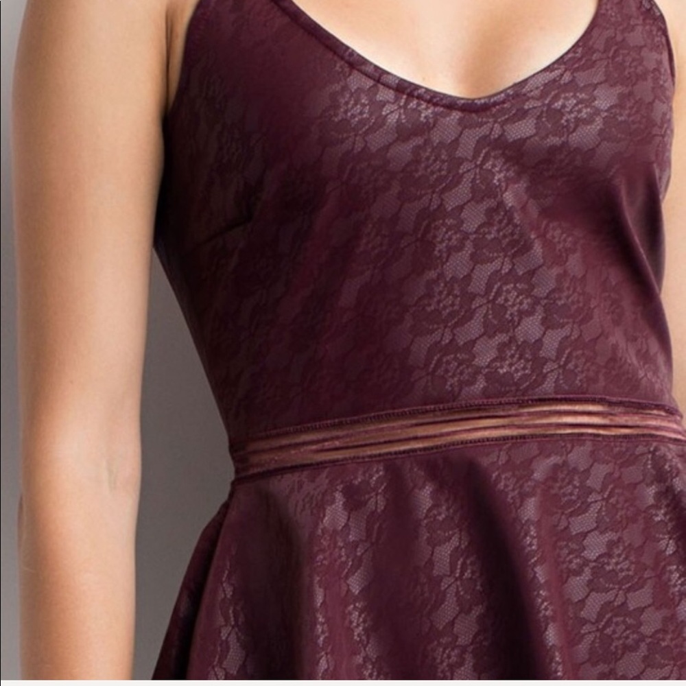 Burgundy Peplum Top - Picture 3 of 7